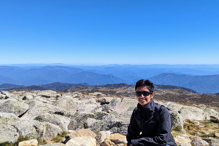 Aditi Basu in hilly landscape