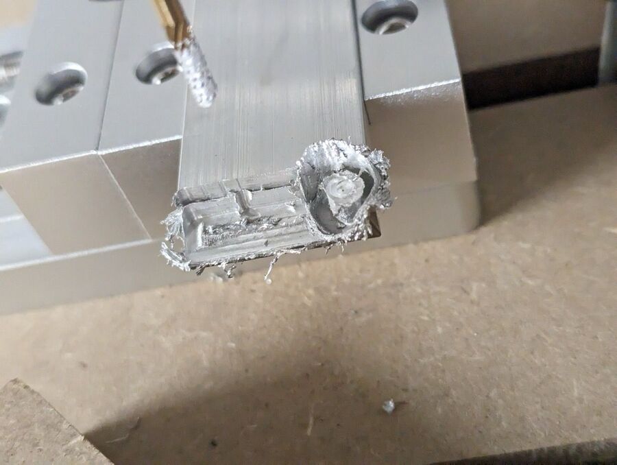 A damaged part on Bertrand Fournier's CNC router machine