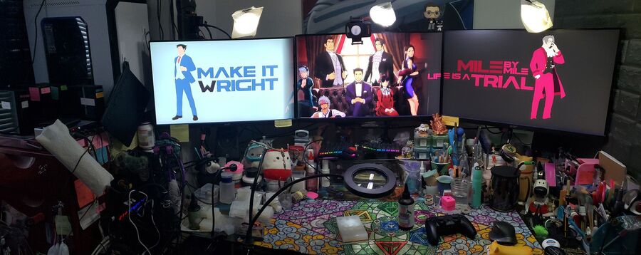 Denise Ding's setup with lots of crafting supplies