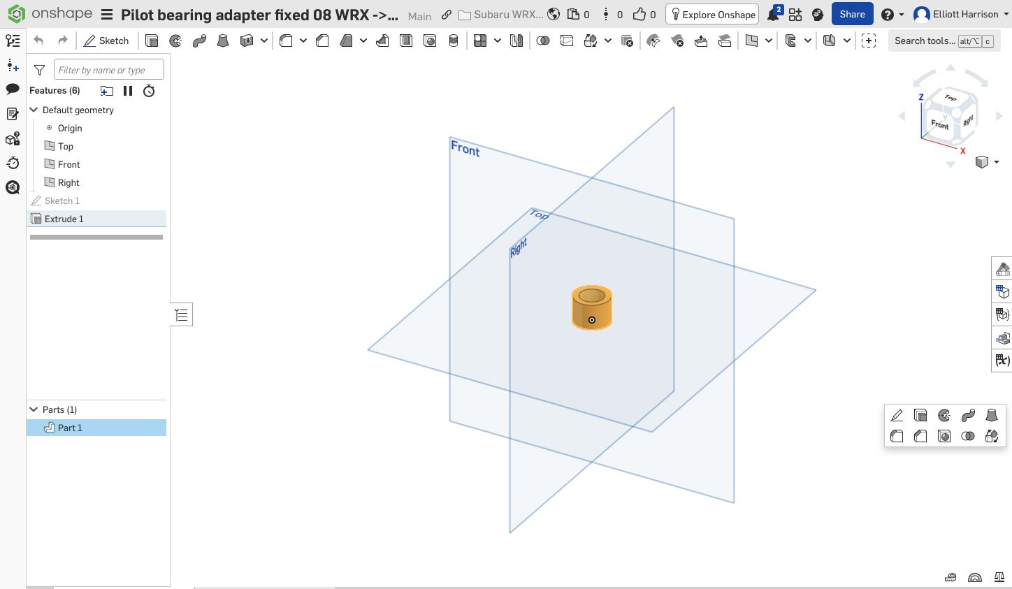 screenshot of one of Elliott Harrison’s designs in Onshape