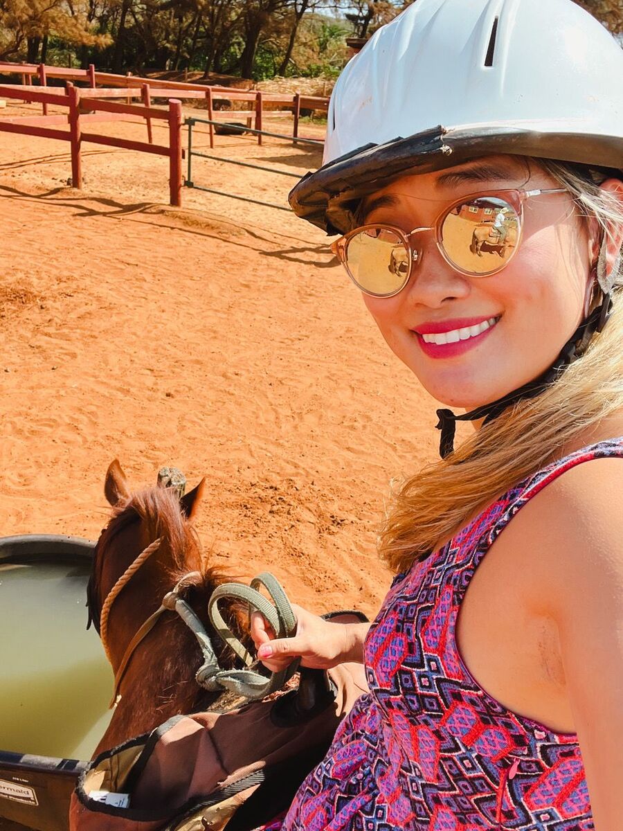 Monica Lane on horseback in Hawaii