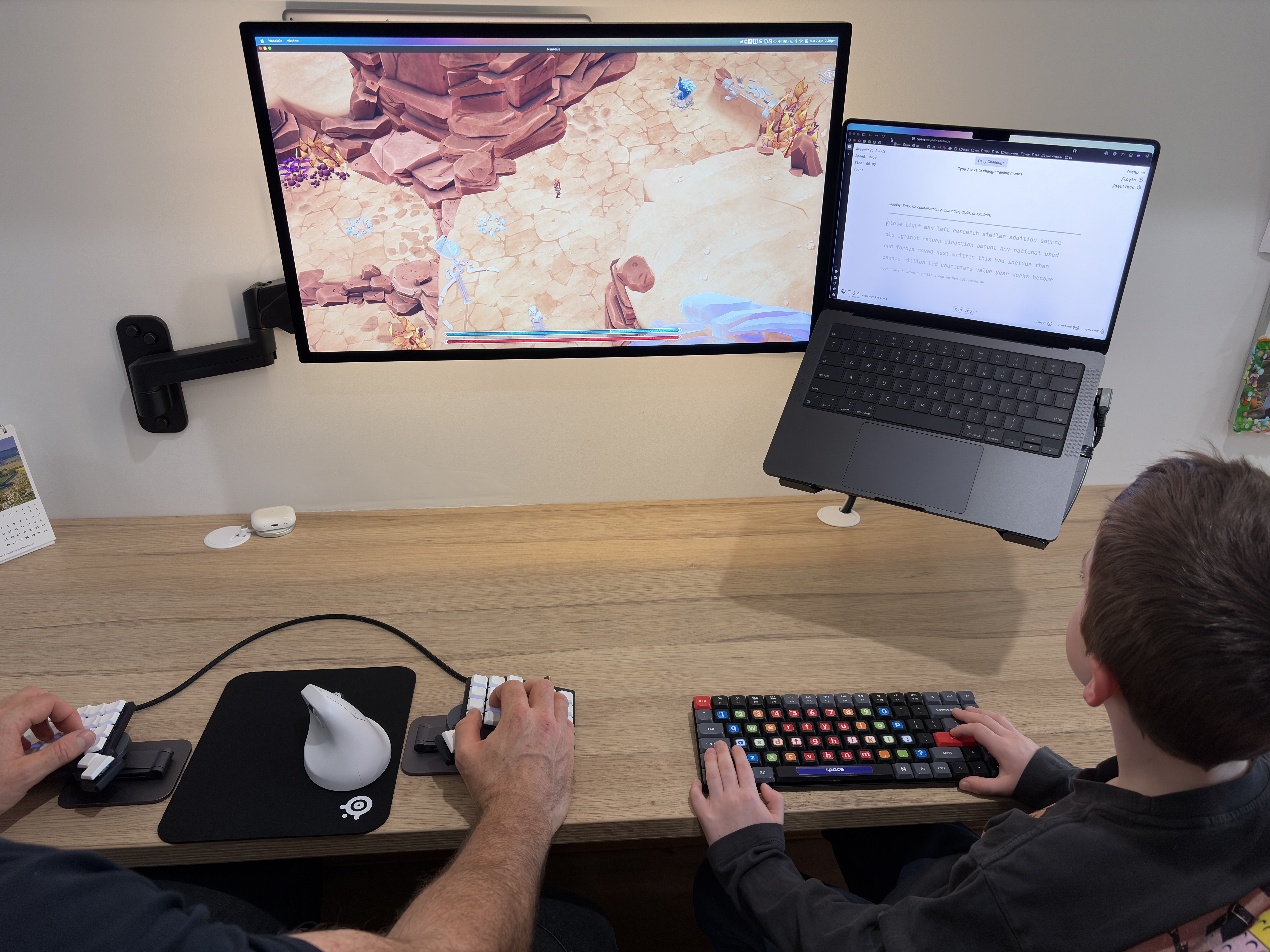 Tim Howlinson’s setup from above, in use with his son