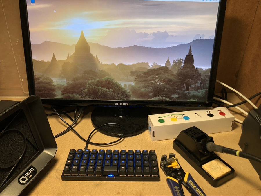 A tiny keyboard leaves room for workshop tools