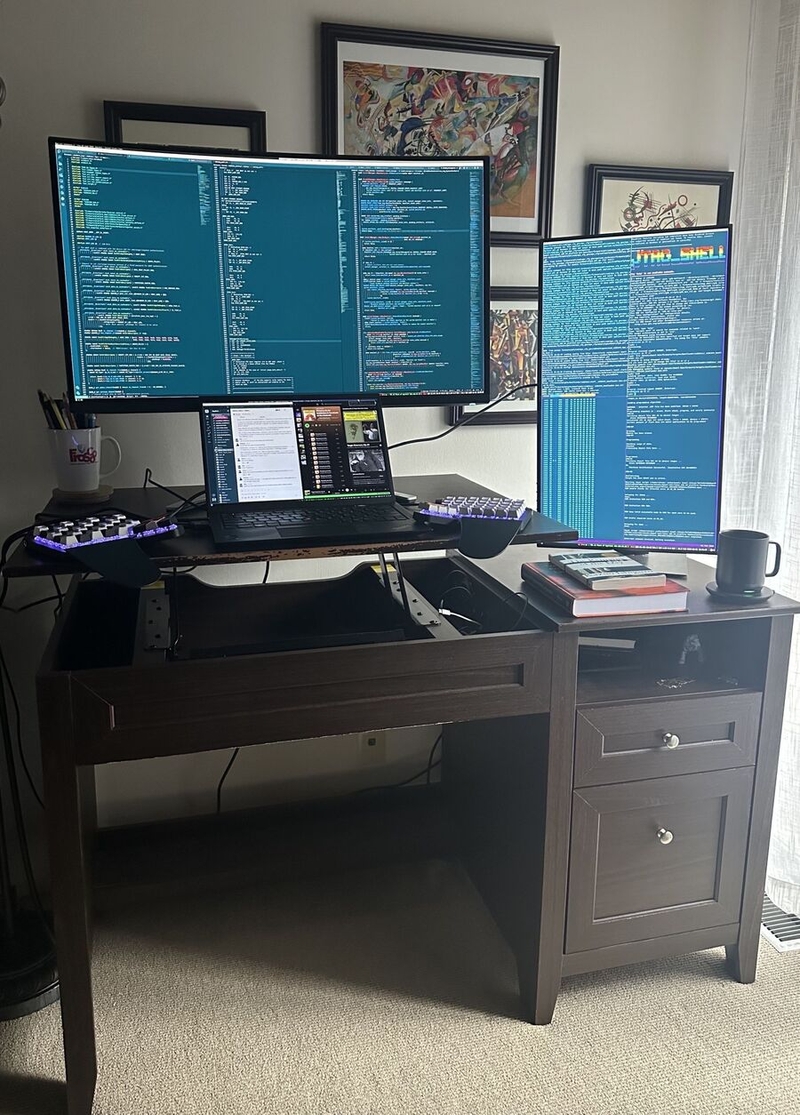 Victoria Tsai's desk, side view, closer up