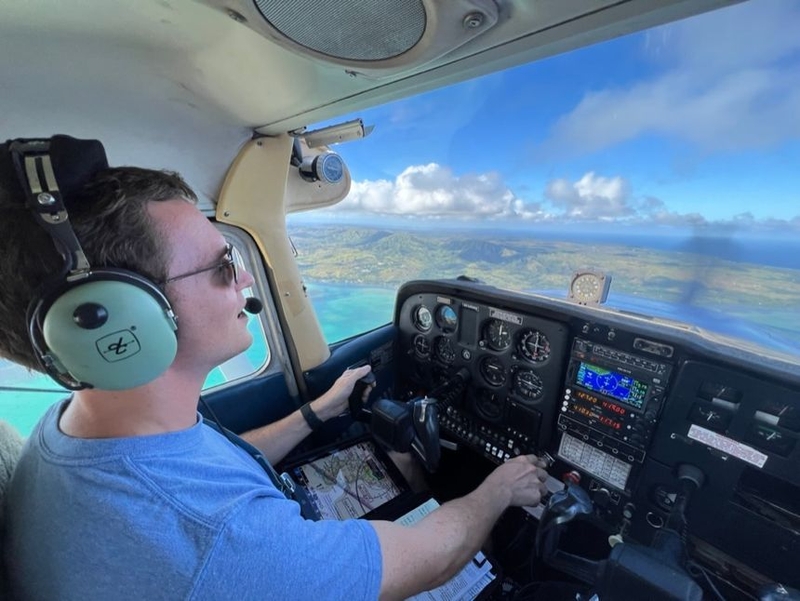 Ryan Muller Kennedy's flying a plane