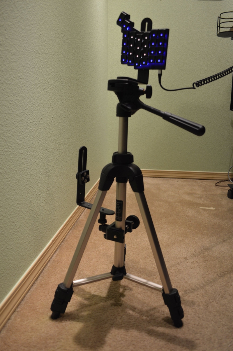 Cynthia Zujko's tripod mounts set up for standing