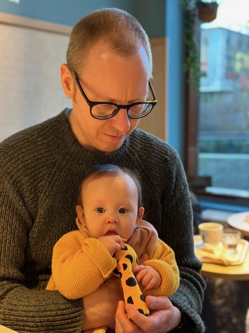 Kristoffer Gronlund with baby