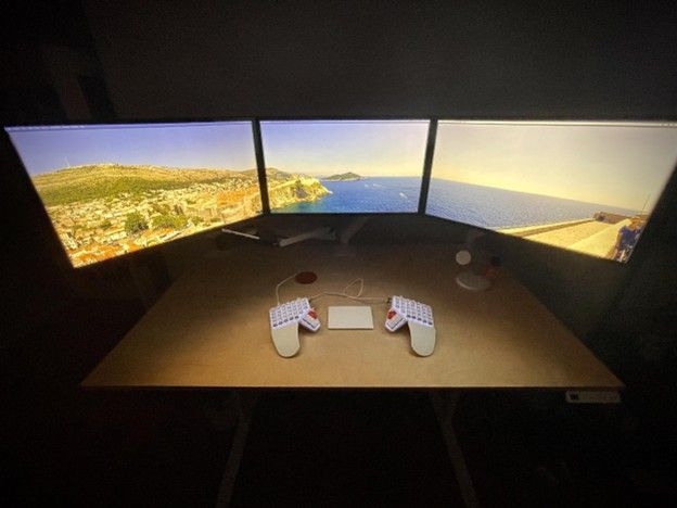 Brad Gessler's primary workstation in the dark