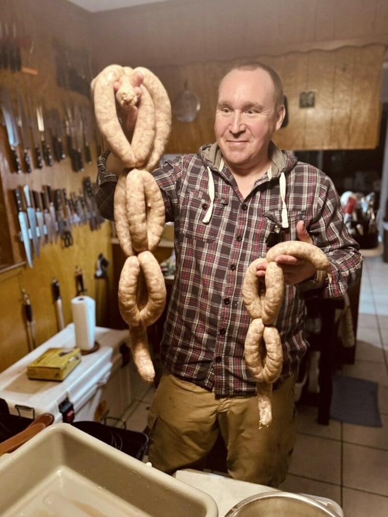 Charles Webster makes sausage