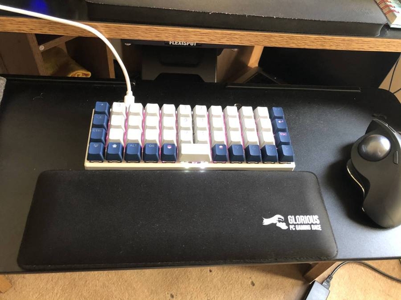 Another view of Mike Bowen's keyboard and mouse setup
