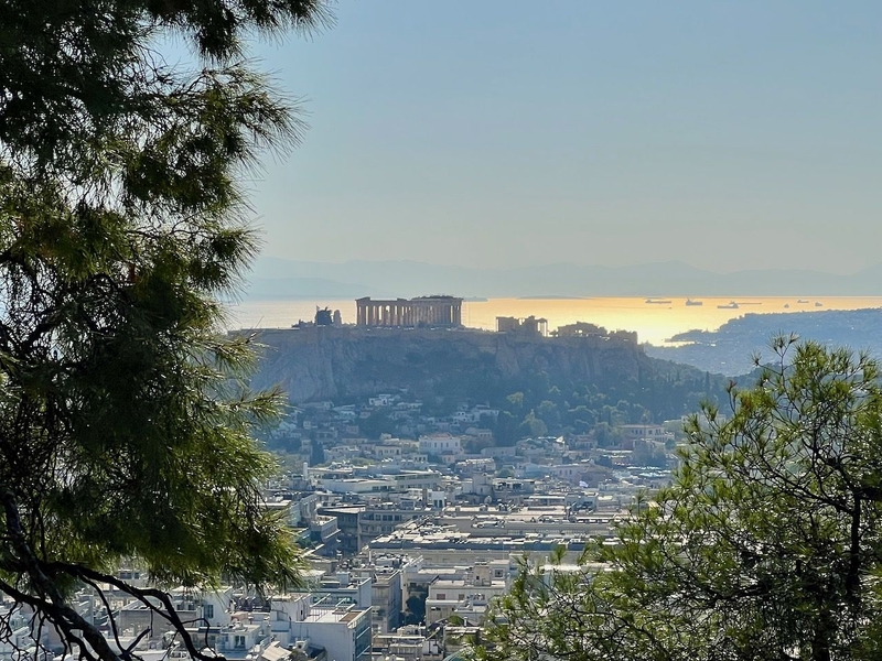 Michael Ridley's photography of view of the Acropolis from Mount Lycabettus in Athens, Greece