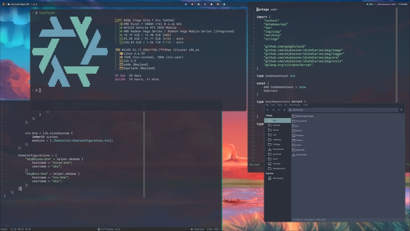 Sky Kosiner's screen with fastfetch showing