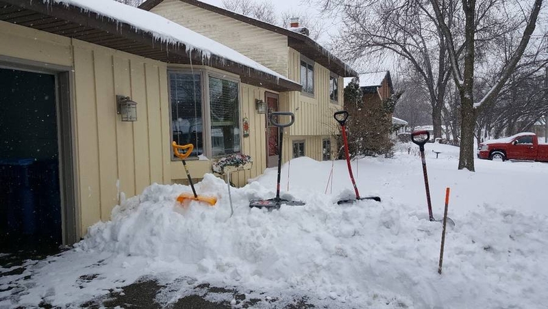 Yard buried in snow