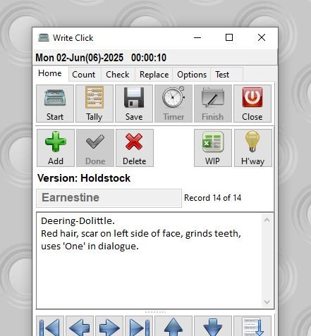 screencap of David Wake's Write Click software