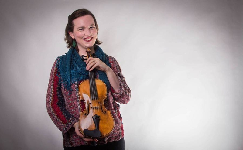 Paula Muldoon and her violin, photographed by Jemima Wilcox